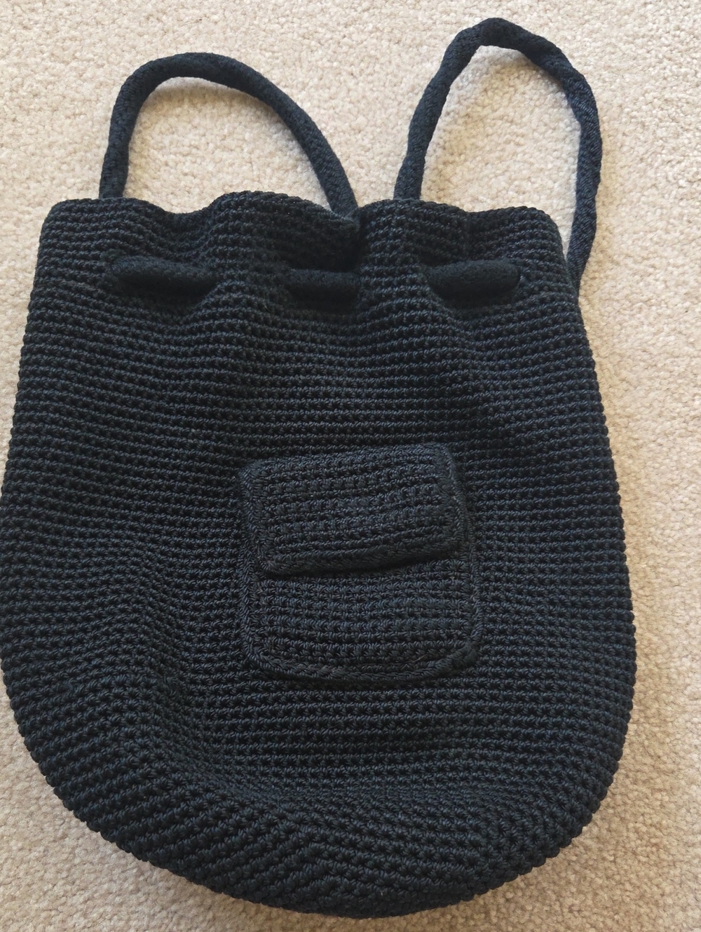 The SAK Black Crochet Backpack Bag with Front Pocket